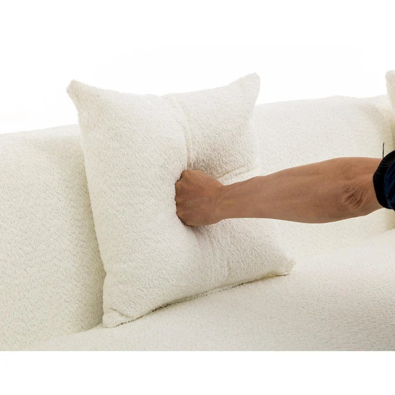 Divano modulare componibile bouclé bianco crema, combinazione libera, 3-4 posti a sedere