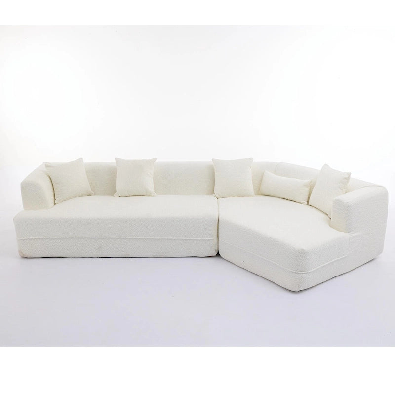 Divano modulare componibile bouclé bianco crema, combinazione libera, 3-4 posti a sedere