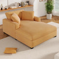 Chaise Longue Gialla con Gambe in Legno, 1–2 Posti