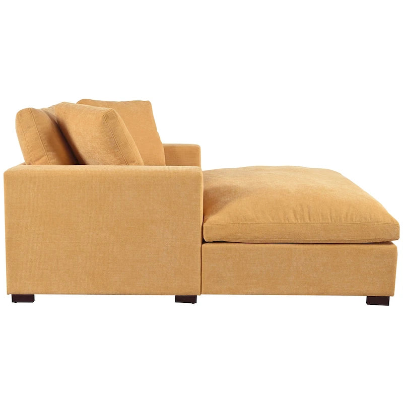 Chaise Longue Gialla con Gambe in Legno, 1–2 Posti