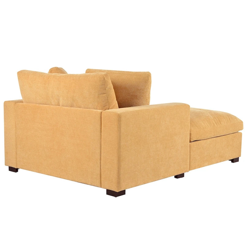 Chaise Longue Gialla con Gambe in Legno, 1–2 Posti