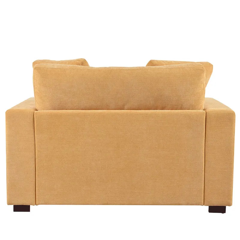 Chaise Longue Gialla con Gambe in Legno, 1–2 Posti