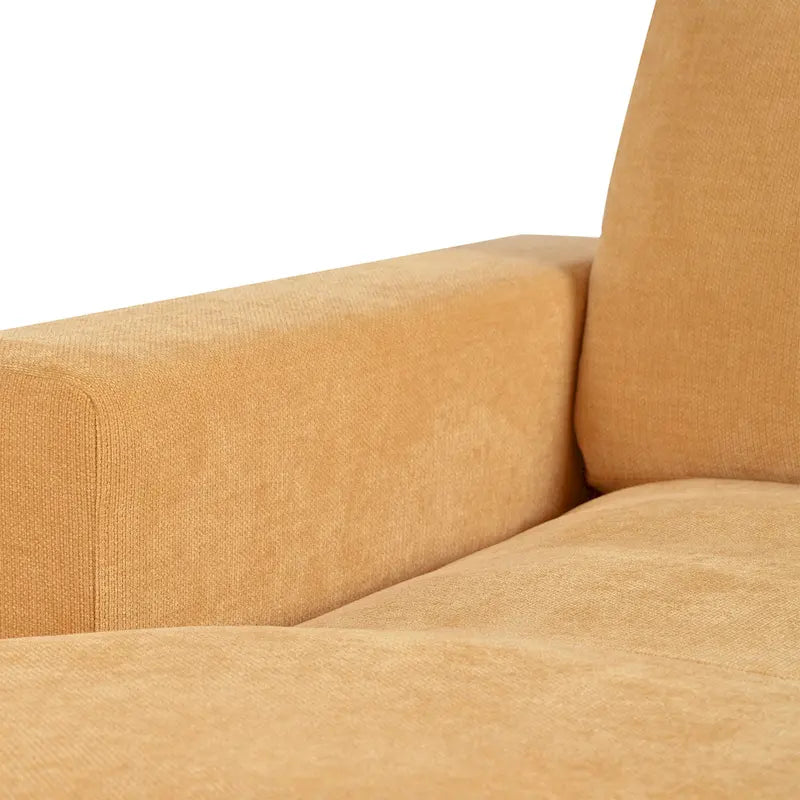 Chaise Longue Gialla con Gambe in Legno, 1–2 Posti