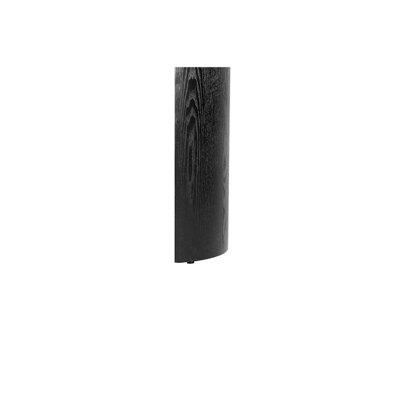 Console nera con gambe curve, piano ovale, montaggio a 1 persona