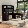Scrivania angolare con mobile pensile regolabile in altezza, da 72", multicolore, 1 posto
