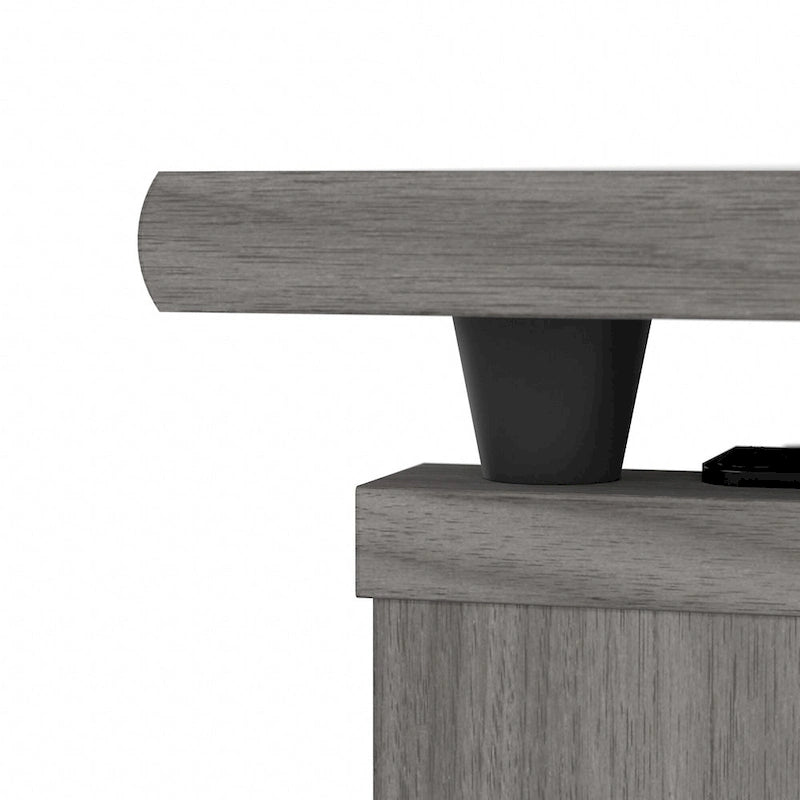Scrivania angolare con mobile pensile regolabile in altezza, da 72", multicolore, 1 posto