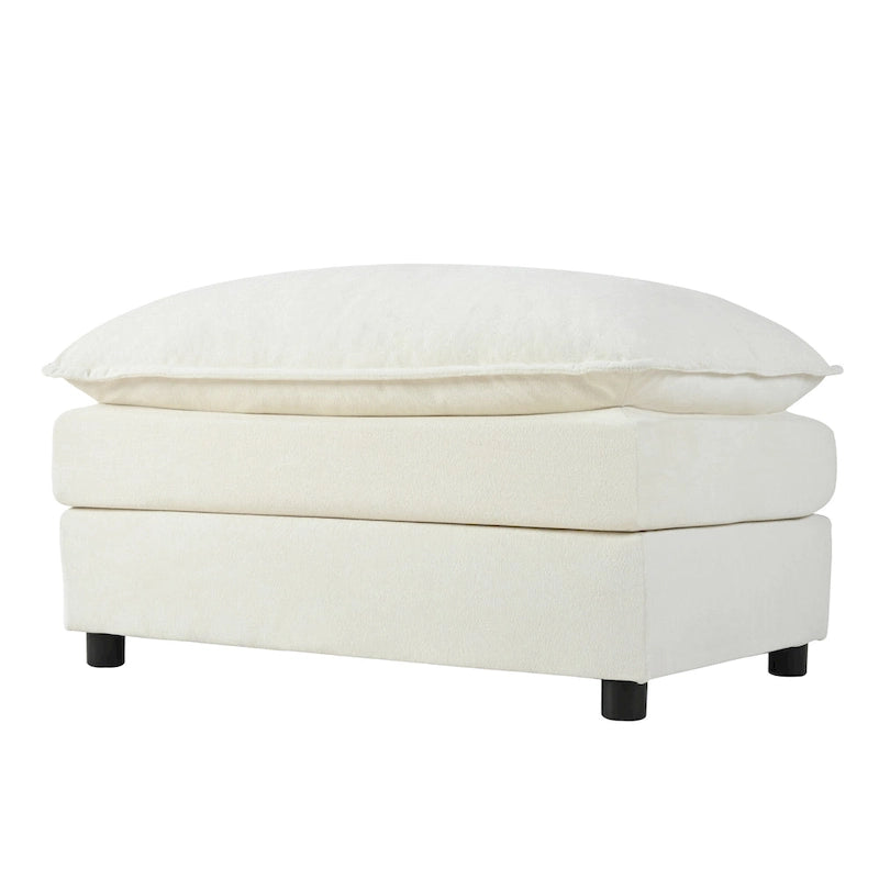 Divano sezionale modulare in ciniglia blu/beige/nero, 6 posti