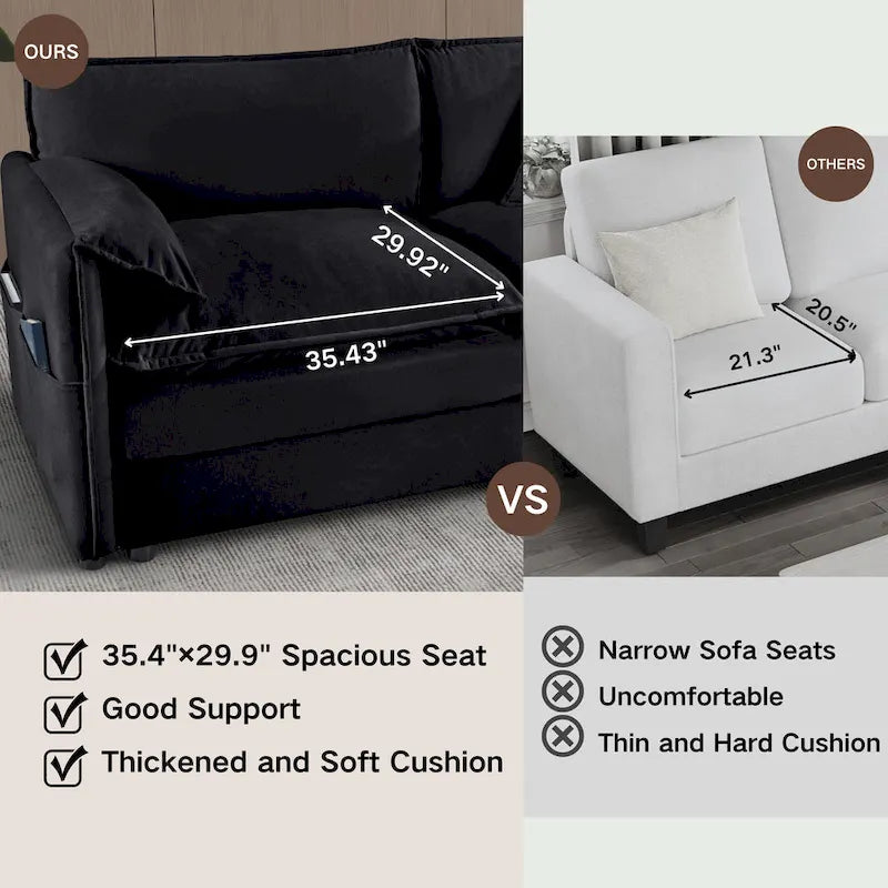 Divano sezionale modulare in ciniglia blu/beige/nero, 6 posti