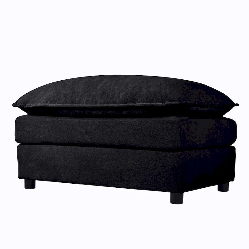 Divano sezionale modulare in ciniglia blu/beige/nero, 6 posti