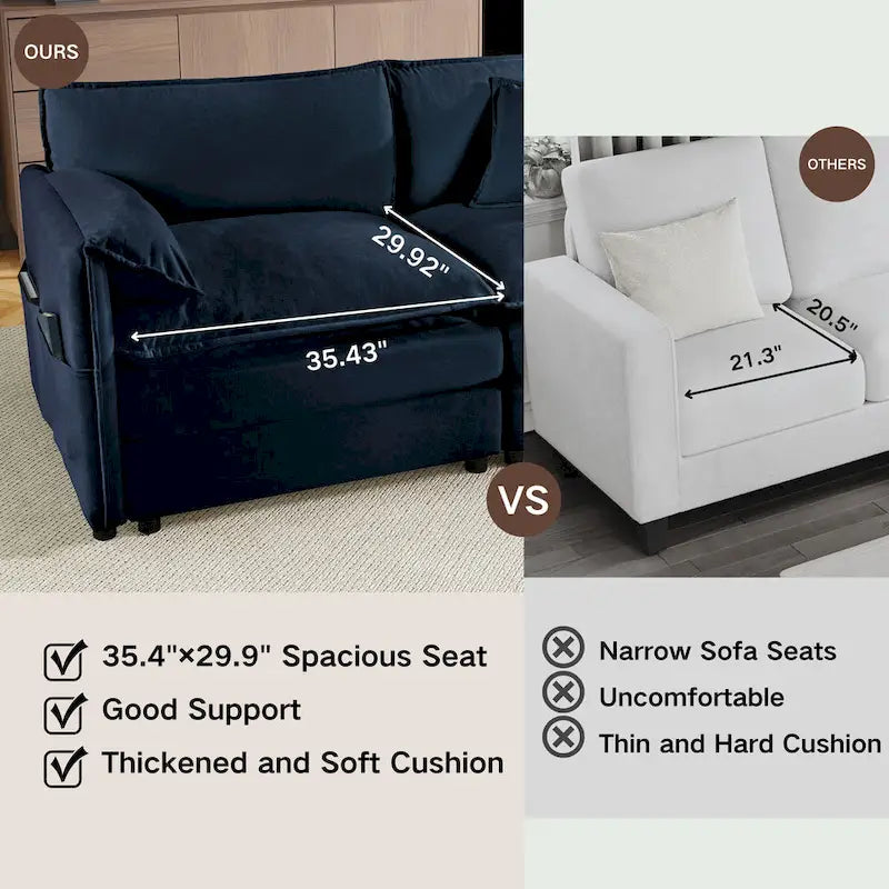Divano sezionale modulare in ciniglia blu/beige/nero, 6 posti
