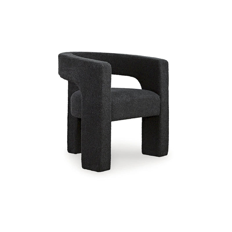 Poltrona a botte in tessuto bouclé nero/beige, seduta singola