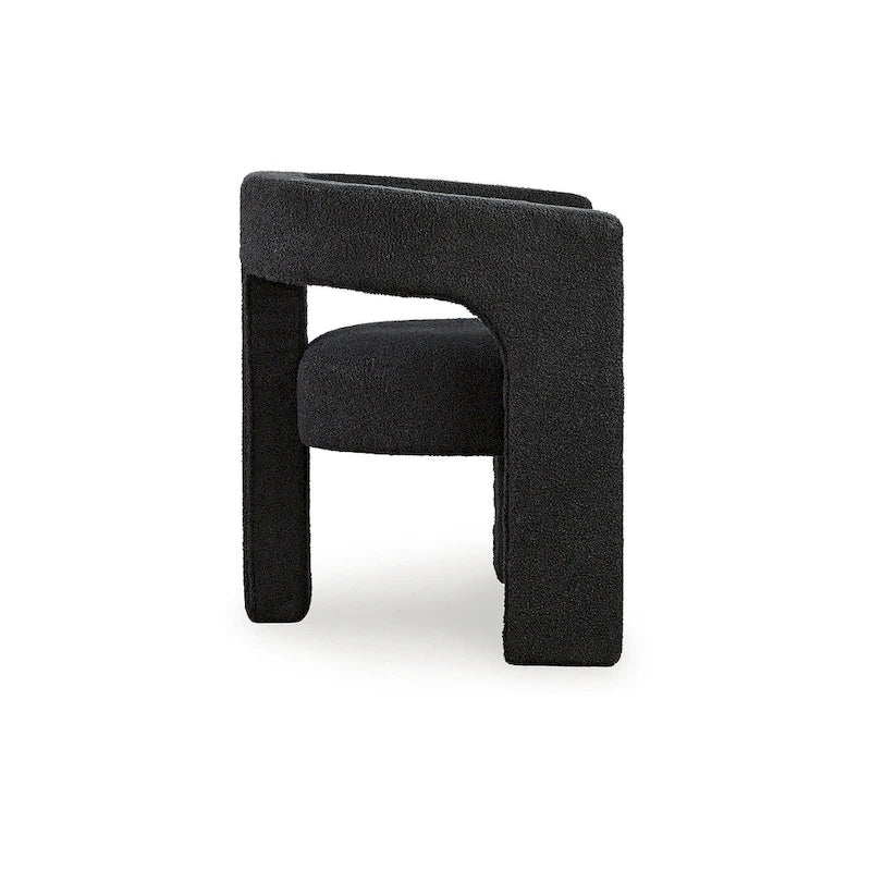 Poltrona a botte in tessuto bouclé nero/beige, seduta singola