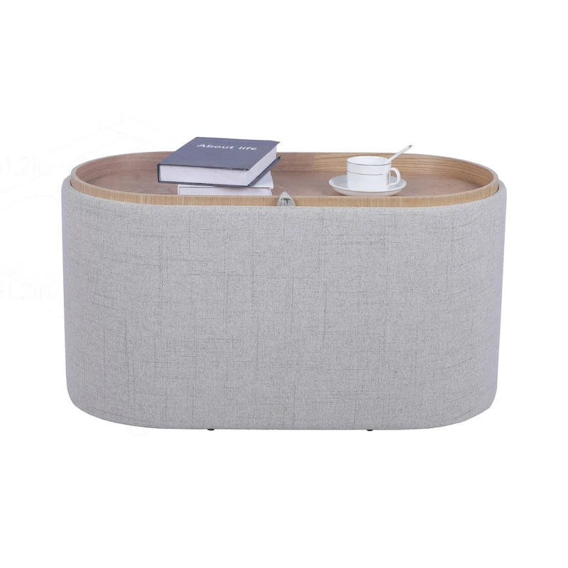 Pouf versatile reversibile con ampio vano contenitore per un soggiorno elegante