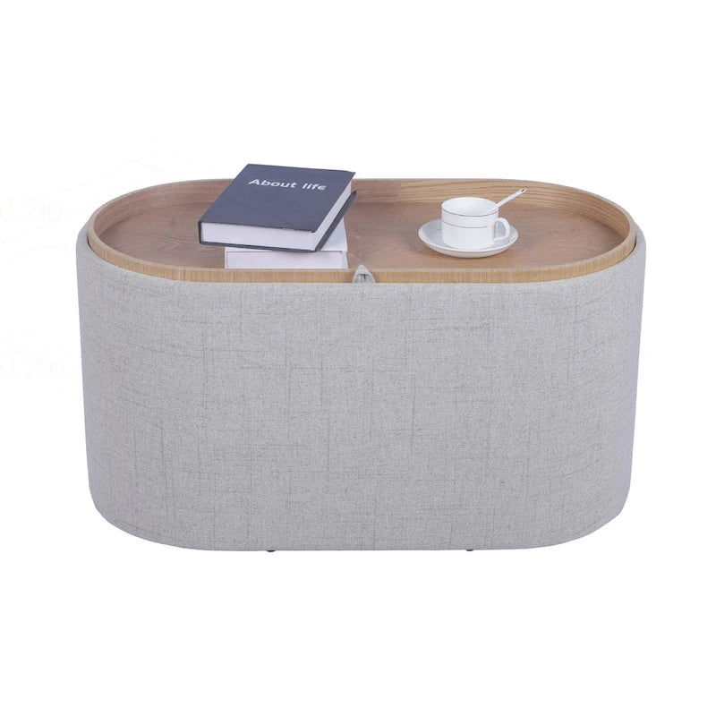 Pouf versatile reversibile con ampio vano contenitore per un soggiorno elegante