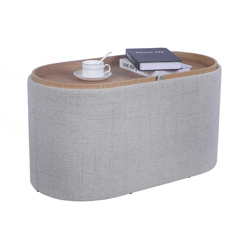 Pouf versatile reversibile con ampio vano contenitore per un soggiorno elegante