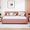 Divano Letto Imbottito in Lino Matrimoniale con Letto Estraibile, Rosa / Giallo / Grigio / Beige, 2 Posti Letto