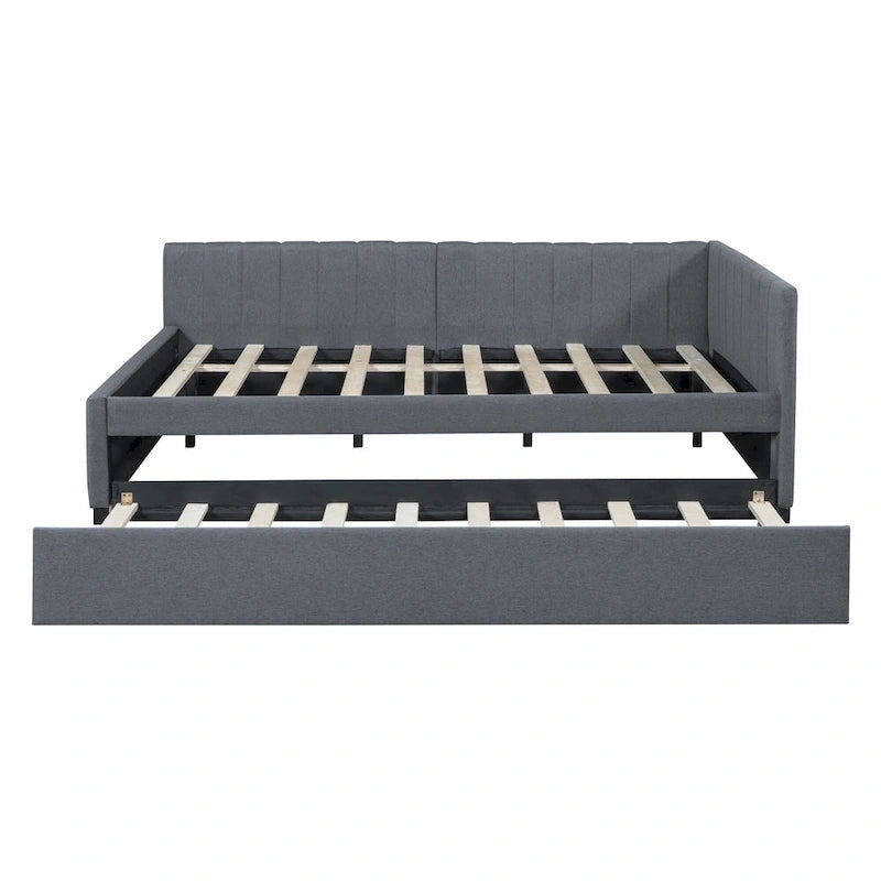 Divano Letto Imbottito in Lino Matrimoniale con Letto Estraibile, Rosa / Giallo / Grigio / Beige, 2 Posti Letto