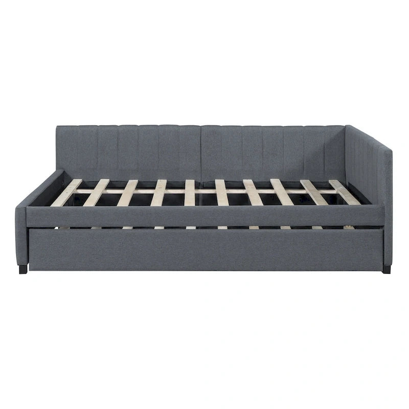 Divano Letto Imbottito in Lino Matrimoniale con Letto Estraibile, Rosa / Giallo / Grigio / Beige, 2 Posti Letto