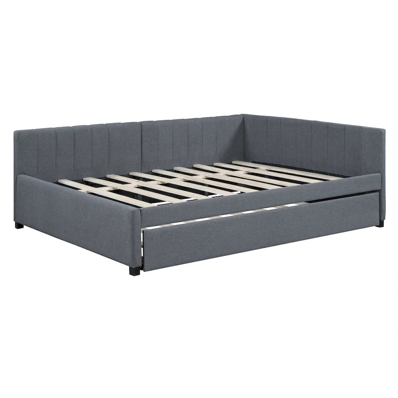 Divano Letto Imbottito in Lino Matrimoniale con Letto Estraibile, Rosa / Giallo / Grigio / Beige, 2 Posti Letto