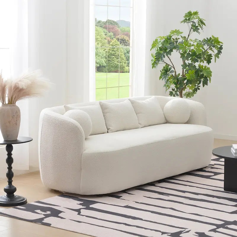 Divano a 3 posti in Bouclé Tortora/Beige, 216 cm L