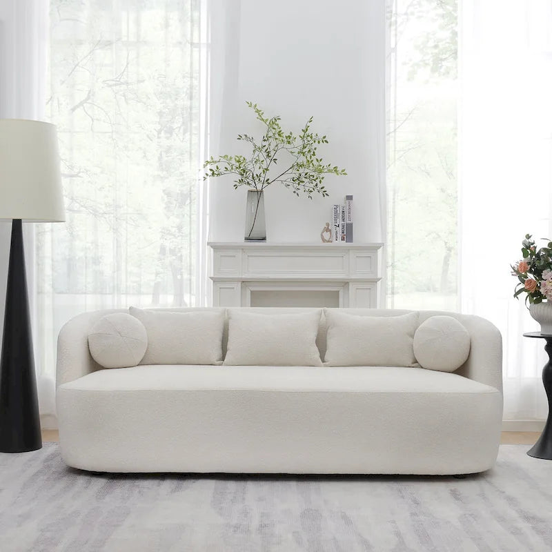 Divano a 3 posti in Bouclé Tortora/Beige, 216 cm L