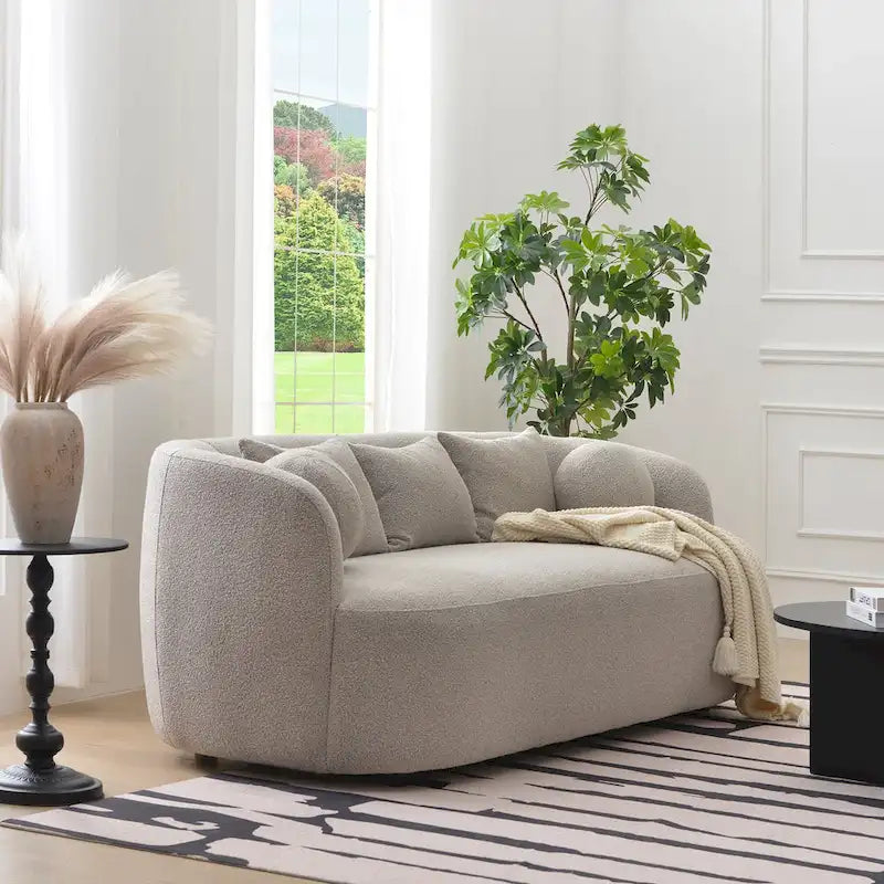 Divano a 3 posti in Bouclé Tortora/Beige, 216 cm L