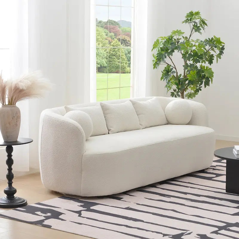 Divano a 3 posti in Bouclé Tortora/Beige, 216 cm L