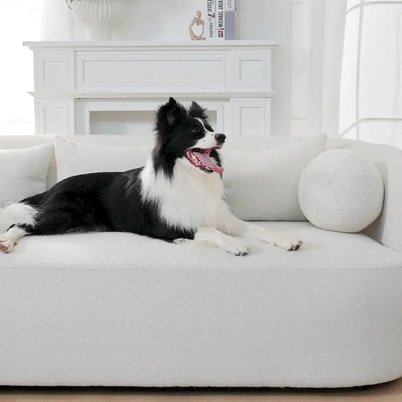 Divano a 3 posti in Bouclé Tortora/Beige, 216 cm L