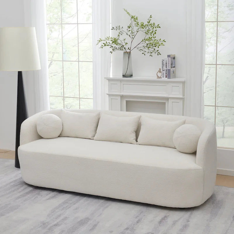 Divano a 3 posti in Bouclé Tortora/Beige, 216 cm L