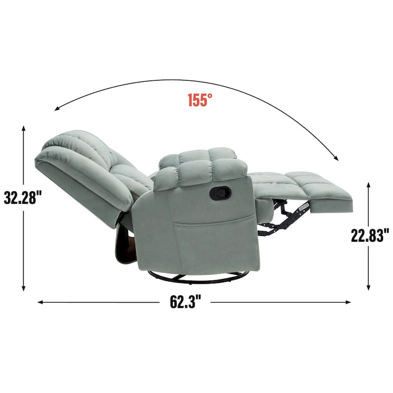 Poltrona reclinabile manuale oversize con funzione dondolo girevole e rivestimento in tessuto