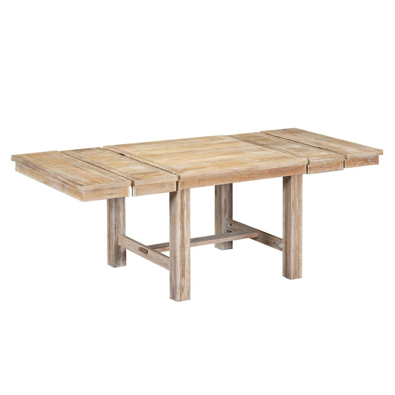 Set Tavolo da Pranzo Allungabile Rustico Naturale/Nero, 6 Posti (Tavolo + 4 Sedie + Panca)