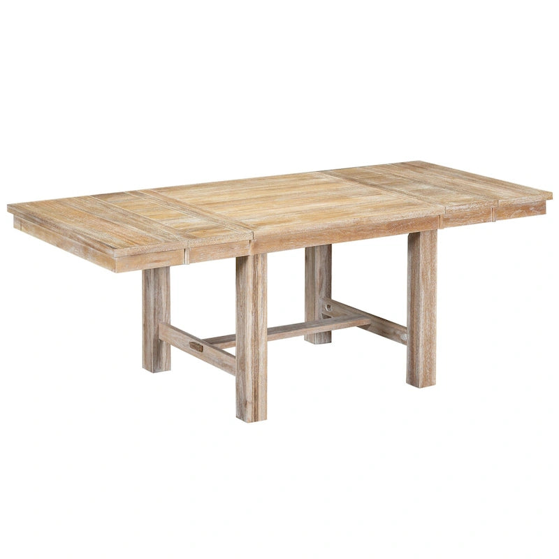 Set Tavolo da Pranzo Allungabile Rustico Naturale/Nero, 6 Posti (Tavolo + 4 Sedie + Panca)