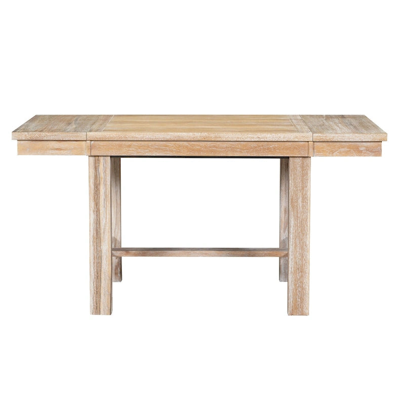 Set Tavolo da Pranzo Allungabile Rustico Naturale/Nero, 6 Posti (Tavolo + 4 Sedie + Panca)