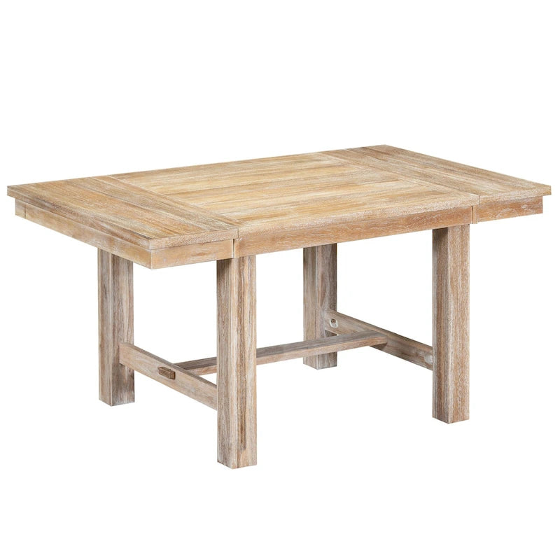 Set Tavolo da Pranzo Allungabile Rustico Naturale/Nero, 6 Posti (Tavolo + 4 Sedie + Panca)