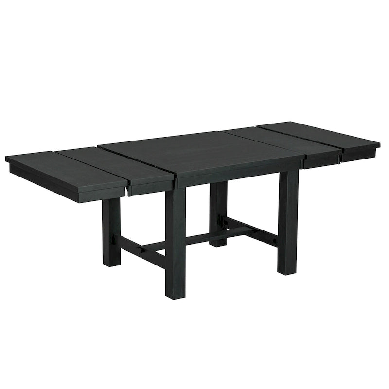 Set Tavolo da Pranzo Allungabile Rustico Naturale/Nero, 6 Posti (Tavolo + 4 Sedie + Panca)