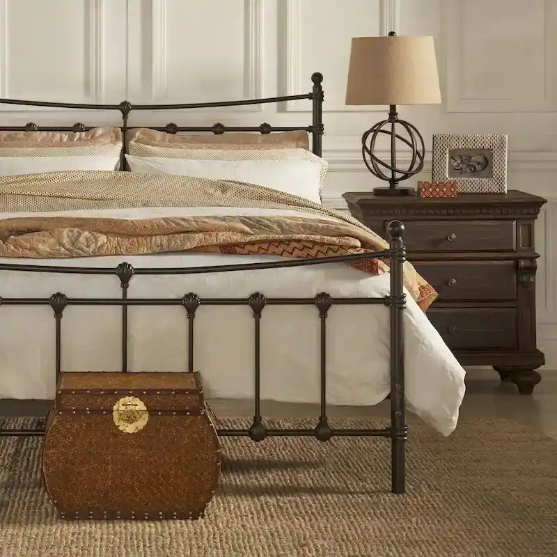 Struttura letto in metallo anticato marrone scuro, 1-2 persone (Singolo/Piazza e Mezza/Matrimoniale/King Size)