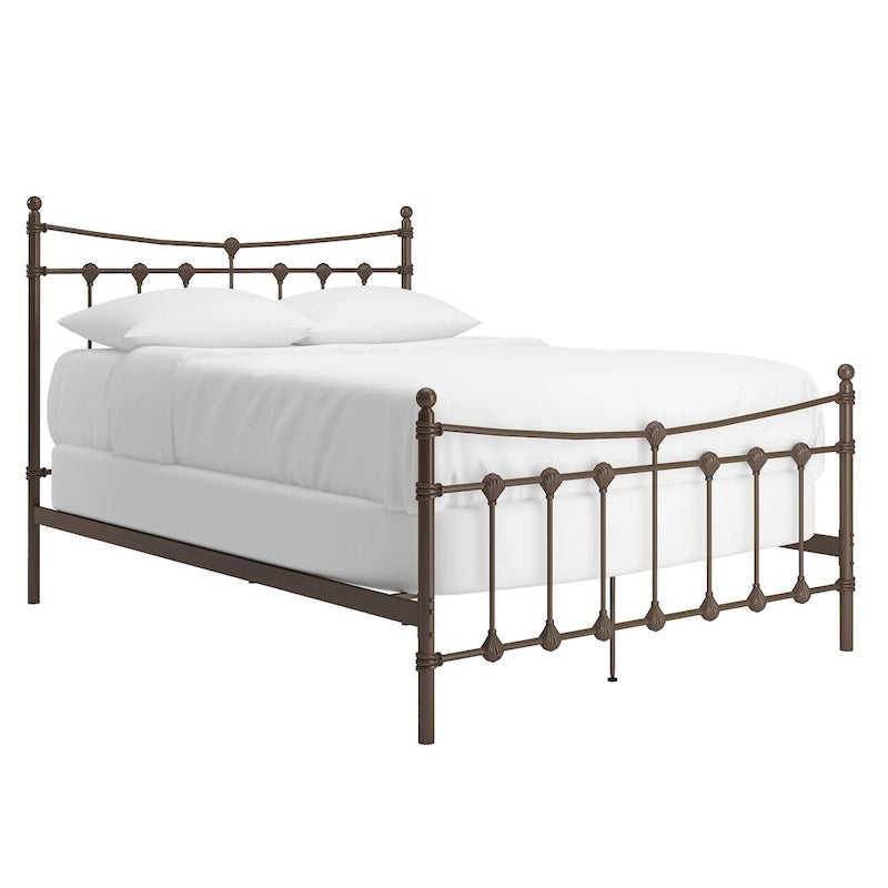 Struttura letto in metallo anticato marrone scuro, 1-2 persone (Singolo/Piazza e Mezza/Matrimoniale/King Size)