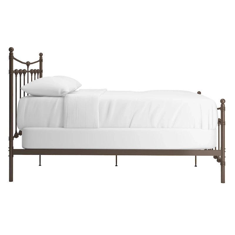 Struttura letto in metallo anticato marrone scuro, 1-2 persone (Singolo/Piazza e Mezza/Matrimoniale/King Size)