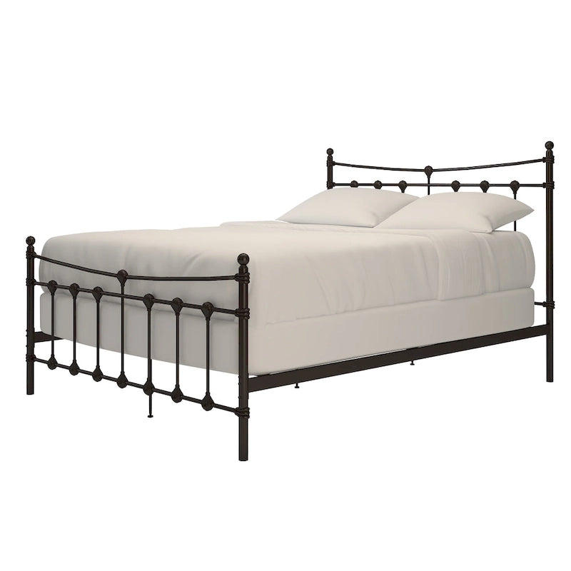 Struttura letto in metallo anticato marrone scuro, 1-2 persone (Singolo/Piazza e Mezza/Matrimoniale/King Size)