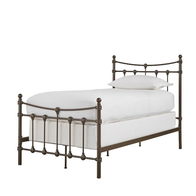 Struttura letto in metallo anticato marrone scuro, 1-2 persone (Singolo/Piazza e Mezza/Matrimoniale/King Size)