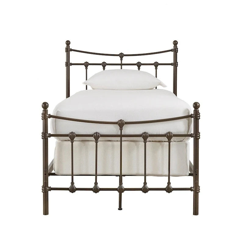 Struttura letto in metallo anticato marrone scuro, 1-2 persone (Singolo/Piazza e Mezza/Matrimoniale/King Size)