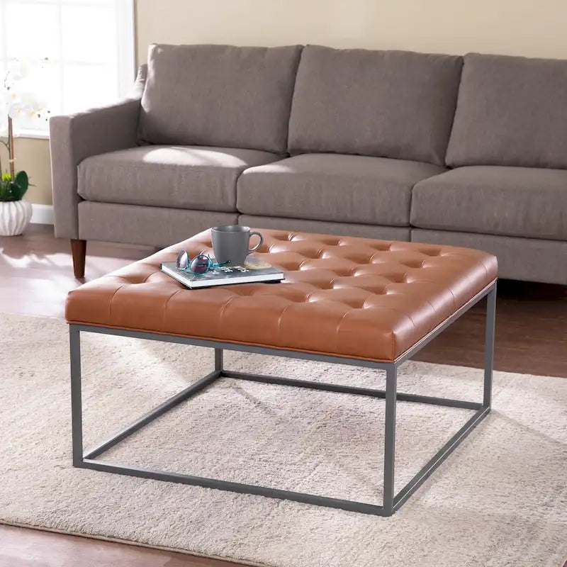 Poggiapiedi Tufted Quadrato, Similpelle, 3 Colori – 45,7 cm A x 86,4 cm L x 86,4 cm P
