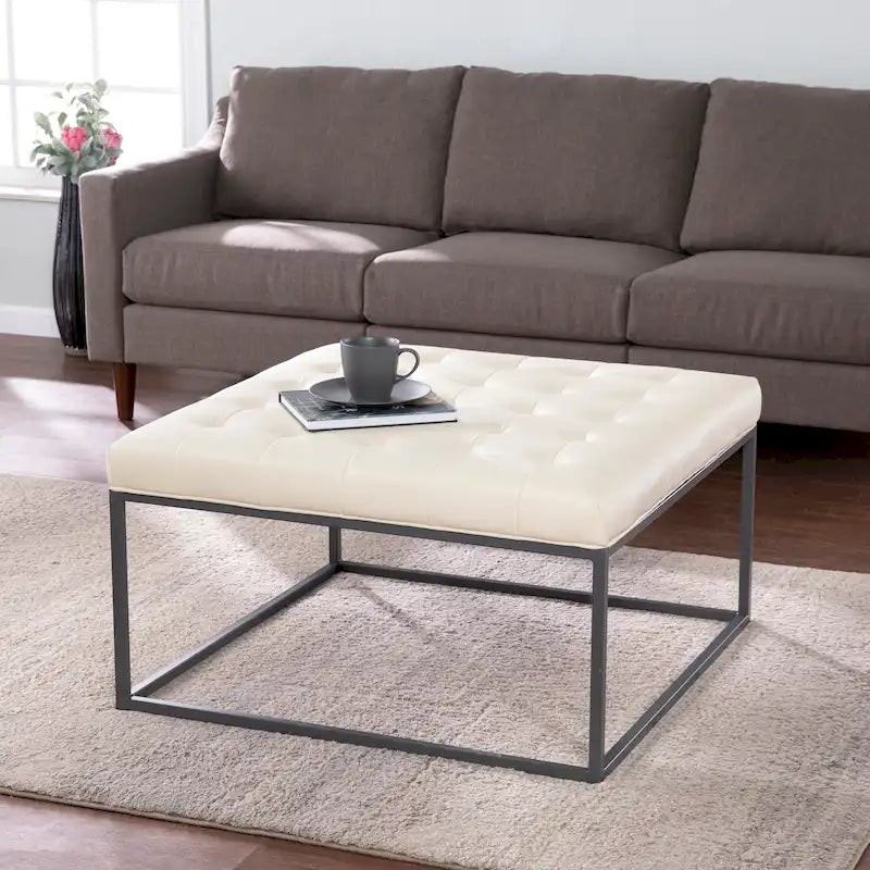 Poggiapiedi Tufted Quadrato, Similpelle, 3 Colori – 45,7 cm A x 86,4 cm L x 86,4 cm P
