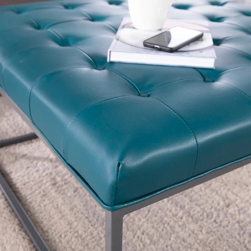 Poggiapiedi Tufted Quadrato, Similpelle, 3 Colori – 45,7 cm A x 86,4 cm L x 86,4 cm P