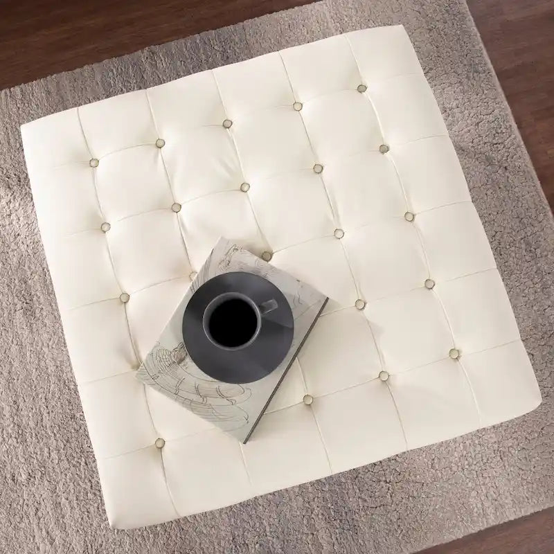 Poggiapiedi Tufted Quadrato, Similpelle, 3 Colori – 45,7 cm A x 86,4 cm L x 86,4 cm P