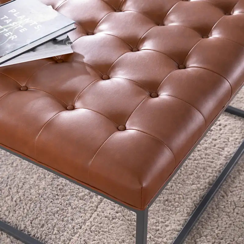 Poggiapiedi Tufted Quadrato, Similpelle, 3 Colori – 45,7 cm A x 86,4 cm L x 86,4 cm P