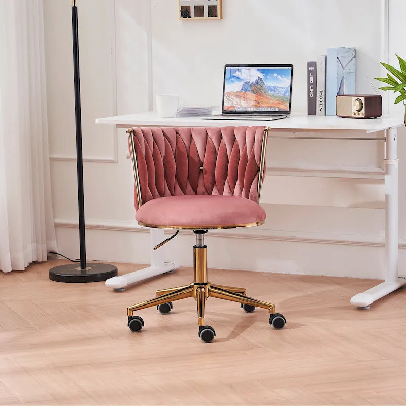 Sedia da ufficio girevole in velluto rosa/verde/grigio/nero, regolabile in altezza, sedile singolo