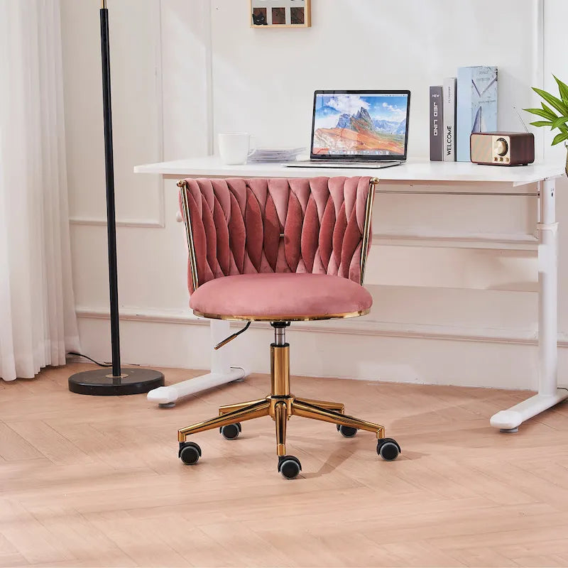 Sedia da ufficio girevole in velluto rosa/verde/grigio/nero, regolabile in altezza, sedile singolo