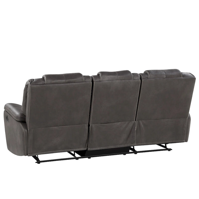 Divano reclinabile manuale a 3 posti in similpelle marrone / antracite / rosso