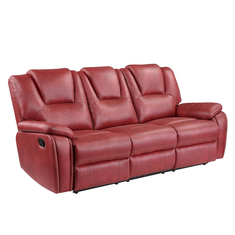Divano reclinabile manuale a 3 posti in similpelle marrone / antracite / rosso